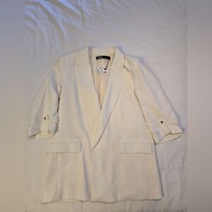 Zara 3/4 sleeve White Blazer